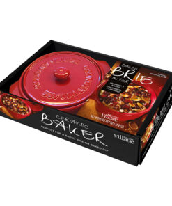 Red Ceramic Baker gift set with Cranberry Almond Brie topping