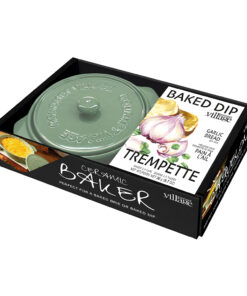 Sage Green Ceramic Baker gift set with Garlic Bread dip